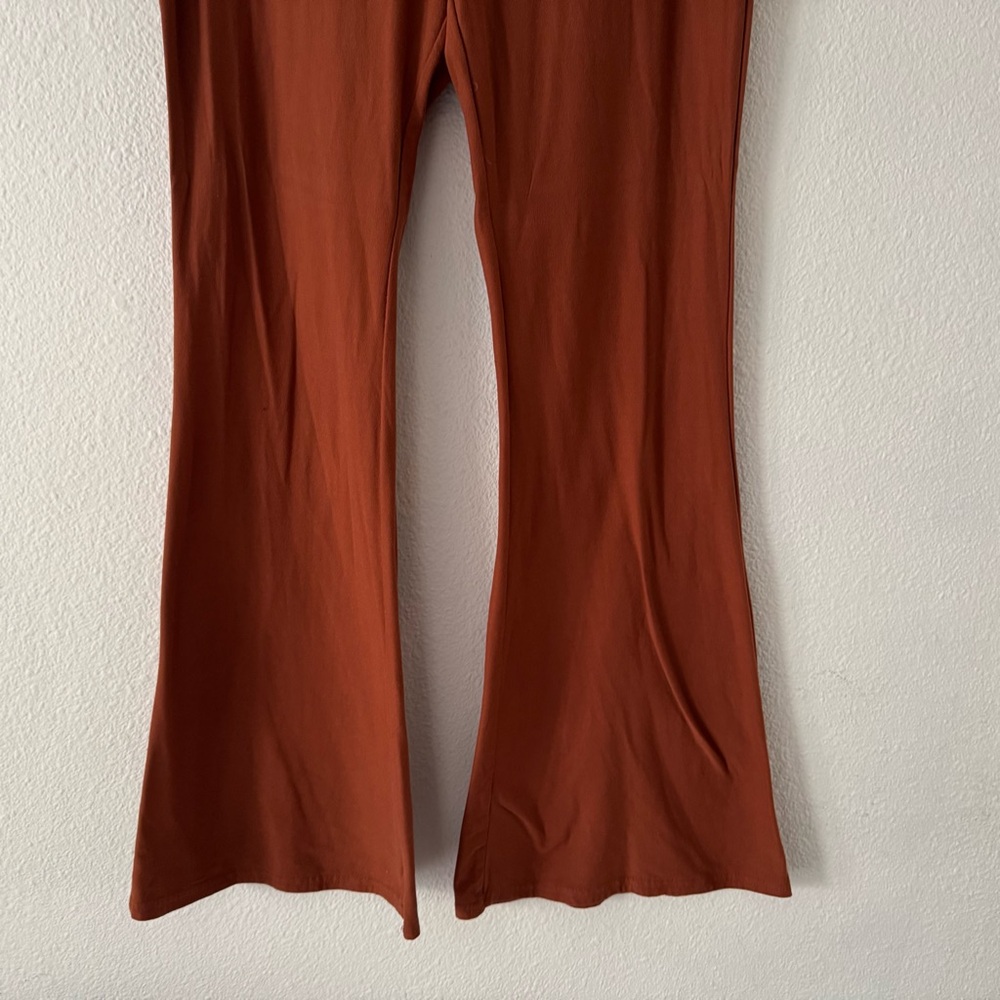 Boho Rust Buttery Soft Flare Leggings High Waisted Wide Leg XL Cozy Athleisure - Picture 4 of 14